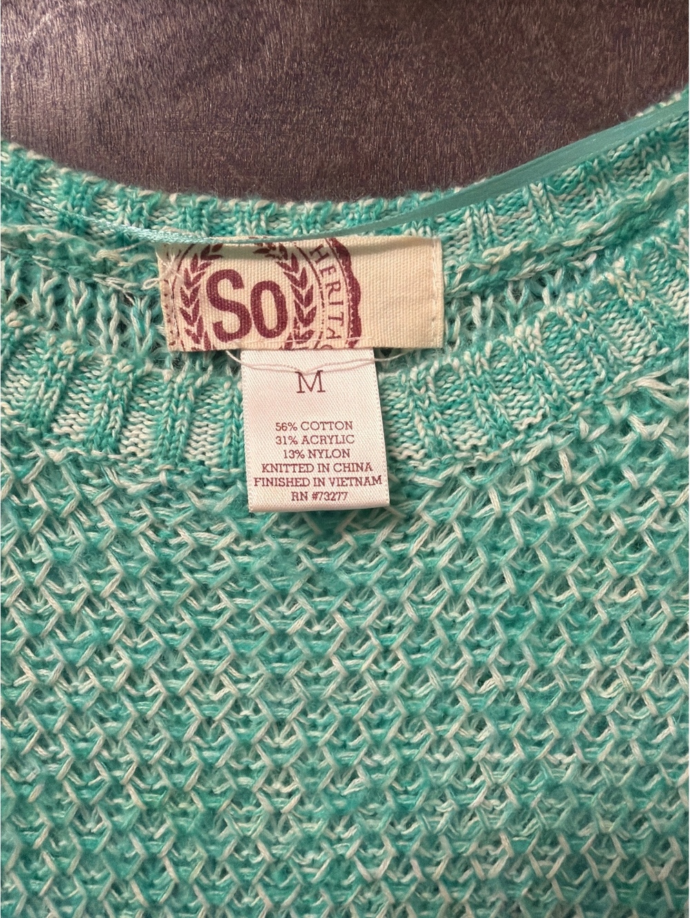 So Women's Light Green Knit Sweater Medium - Picture 2 of 3